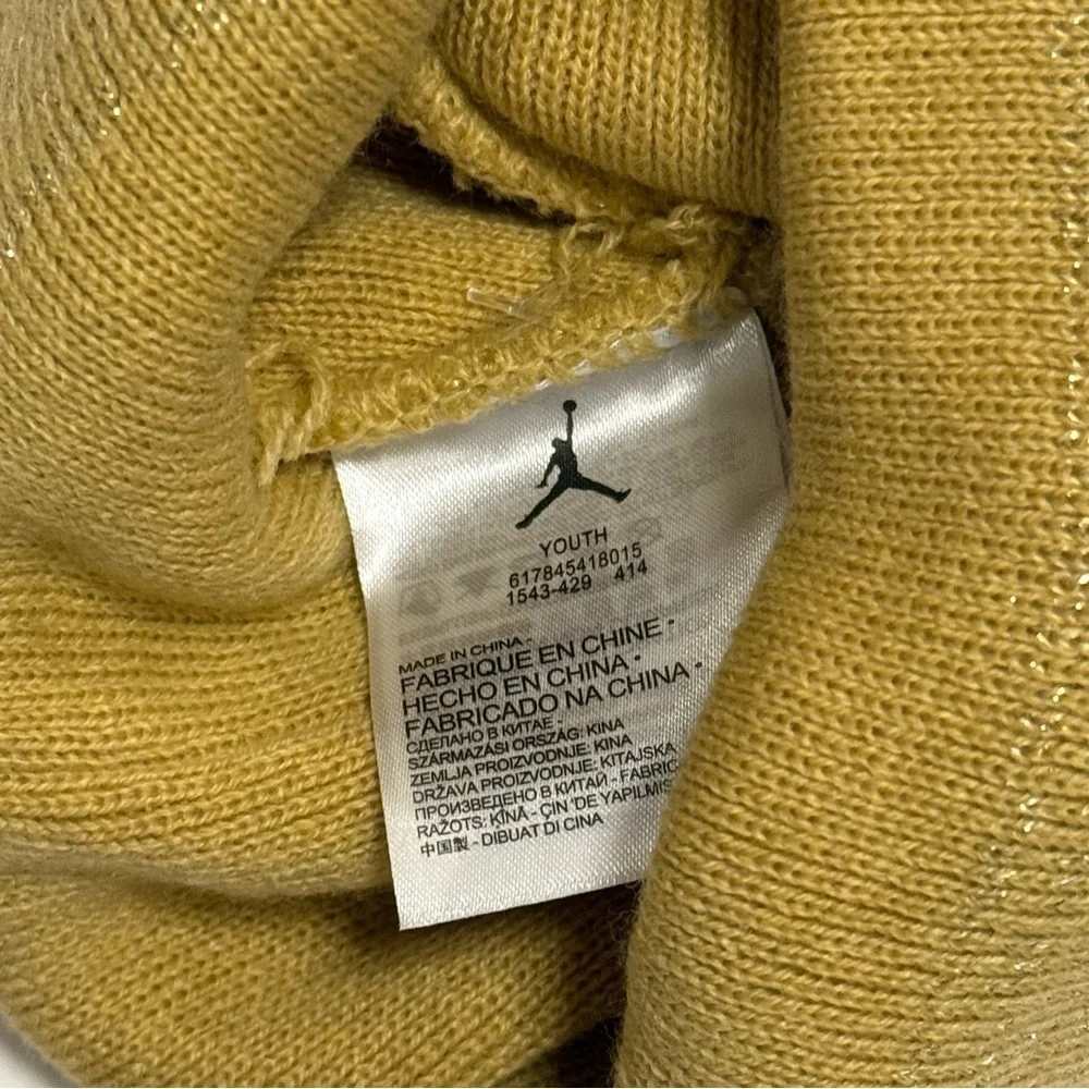 Jordan Kids' Black and Gold Pom Beanie